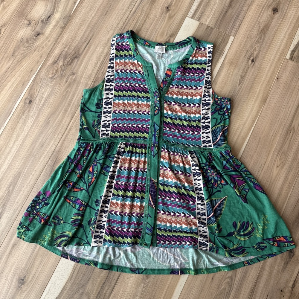 CUPIO Floral Print Sleeveless Shirt Women‎ Tunic Size Large